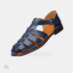 Sandale Homme Bleue à Petit Talon avec Lanières