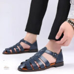 Sandale homme en cuir noir classique