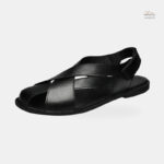 Sandale noire en cuir pour homme avec lanières