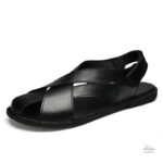 Chaussure d'été masculine en cuir noir
