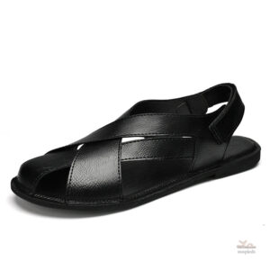 Chaussure d'été masculine en cuir noir