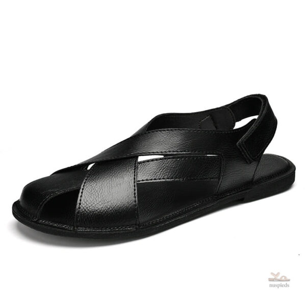 Chaussure d'été masculine en cuir noir
