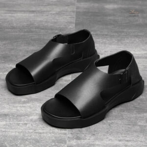 Semelle épaisse pour confort optimal, sandale noire pour homme