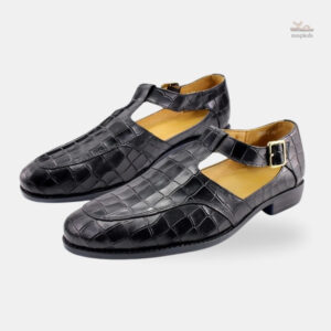 Sandale croco en cuir pour homme
