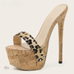 Sandale Mule Leopard à Talon Haut