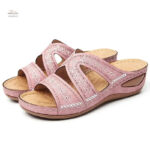 Sandale vintage pour femme avec talon compensé