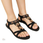 Sandales élégantes pour femme, style bohème noir