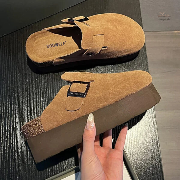 Sabot Femme en Daim avec Talon Plat
