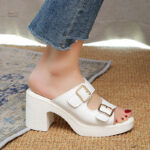 Sandale tendance pour femme, style sabot avec talon