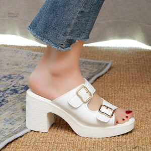 Sandale tendance pour femme, style sabot avec talon