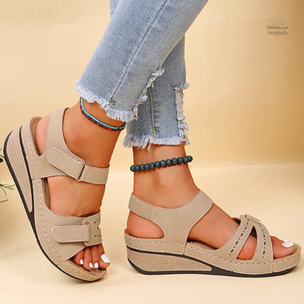 Sandale à scratch pour femme, style décontracté et élégant