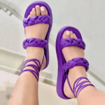 Sandales violettes à lacets pour femme