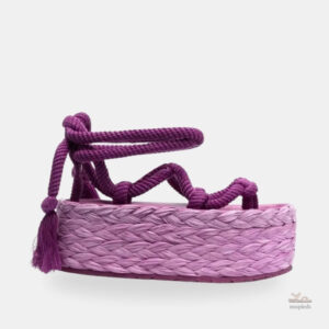 Sandale spartiate femme violette avec plateforme haute