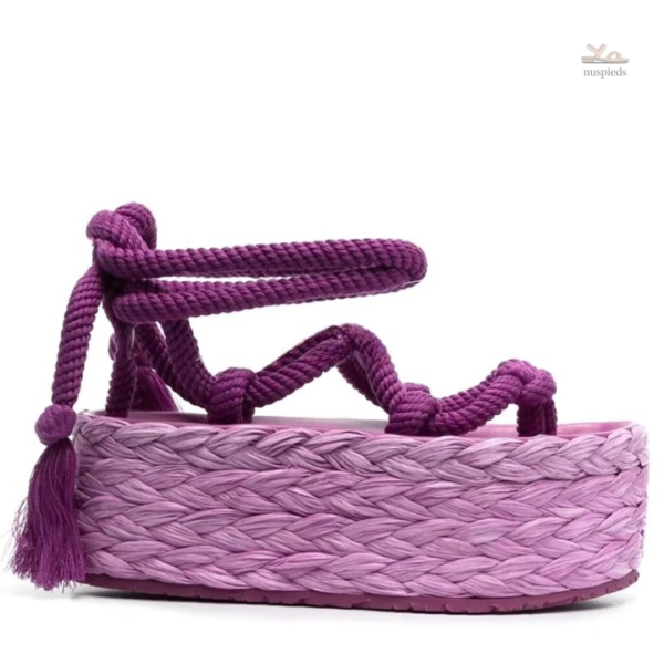 Spartiate femme avec plateforme, coloris violet élégant