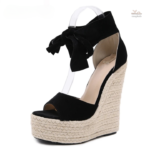 Talon compensé confortable, style avec noeud papillon chic
