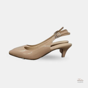 Sandale talon femme beige style escarpin avec lanière