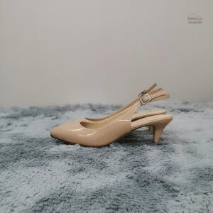 Sandale à lanière pour femme, talon de 5-7 cm en beige