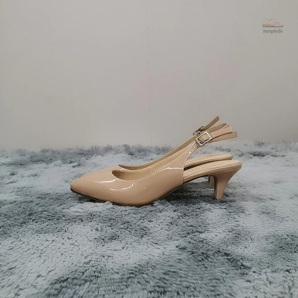 Sandale à lanière pour femme, talon de 5-7 cm en beige