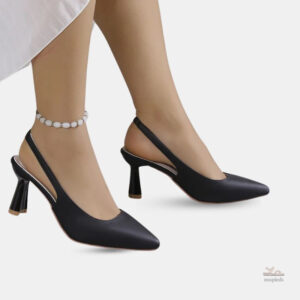 Sandale talon noire design ouvert 5 - 7 cm pour femme