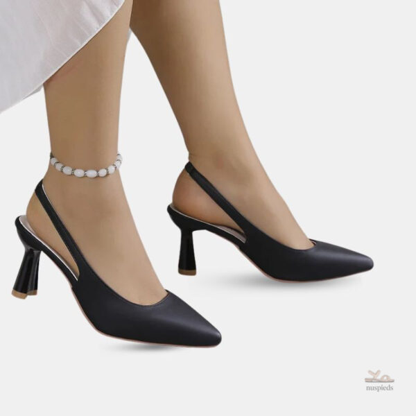 Sandale talon noire design ouvert 5 - 7 cm pour femme
