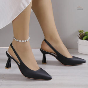 Sandales noires à talon 5 - 7 cm, confort et style pour femme