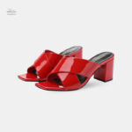 Sandale cuir rouge femme talon 5 cm luxueuse