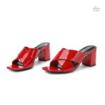 Chaussure femme talon 5 cm en cuir rouge raffiné