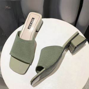 Sandale verte pour femme, talon de 5 cm, confort décontracté