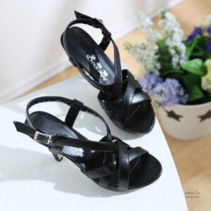 Sandales gladiateur noires à talon de 7 à 10 cm pour femme