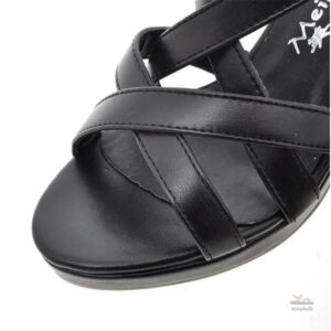 Sandales élégantes à talon, style gladiateur, coloris noir