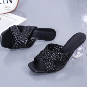 Sandales à talon avec lanières tressées pour femme
