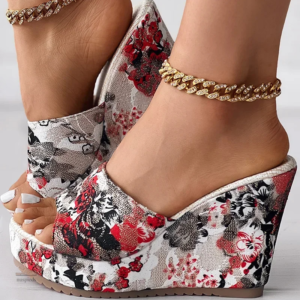 Sandales à talon pour femme, style floral chic et moderne