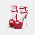Sandales ouvertes à talon haut en simili cuir pour femme