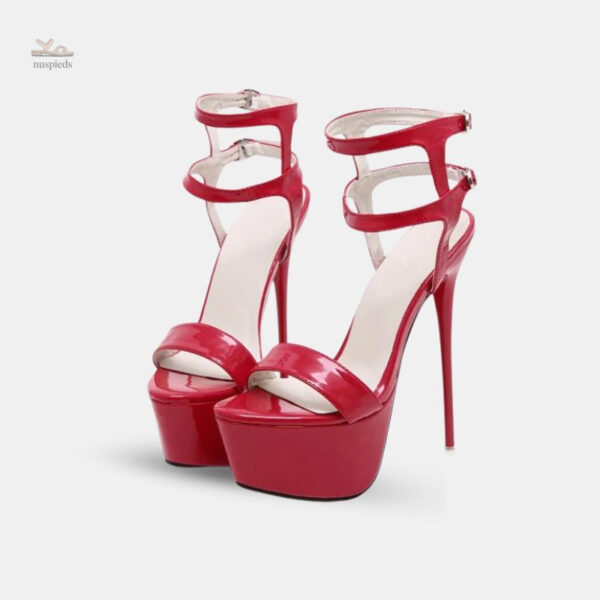 Sandales ouvertes à talon haut en simili cuir pour femme
