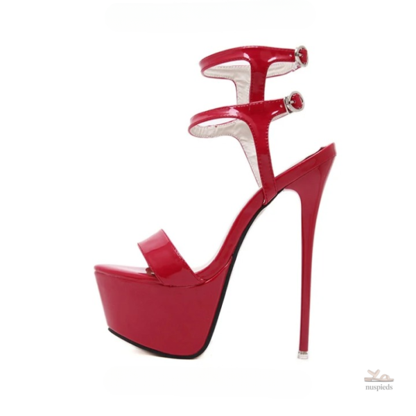 Talon haut pour femme, sandales tendance en simili cuir
