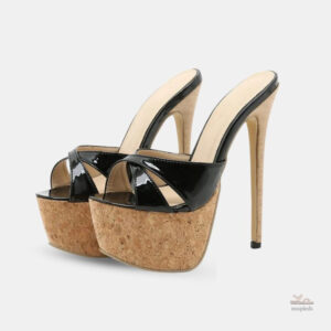 Sandale talon haut femme style plateforme ouverte