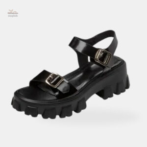 Sandale Talon Plateforme avec Double Boucle
