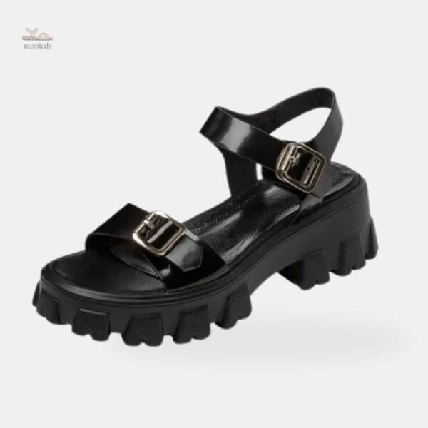 Sandale Talon Plateforme avec Double Boucle