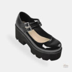 Sandale Talon Plateforme en Simili Cuir Verni