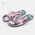 Sandale Tong Femme Rétro avec Palmiers, style décontracté