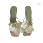 Sandales à talons féminines, style fleuri tendance