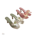 Sandales à talons femme, allure romantique avec fleurs