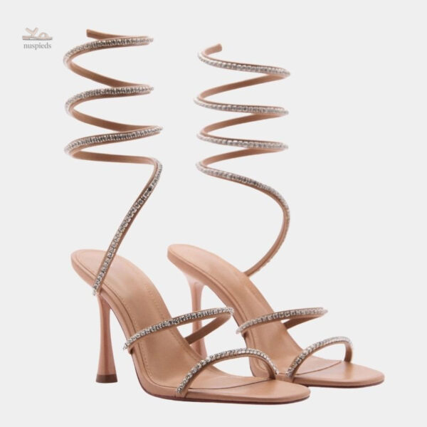 Sandales à talons avec sangle enroulée pour femme