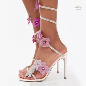 Sandales à talons avec sangle en cristal
