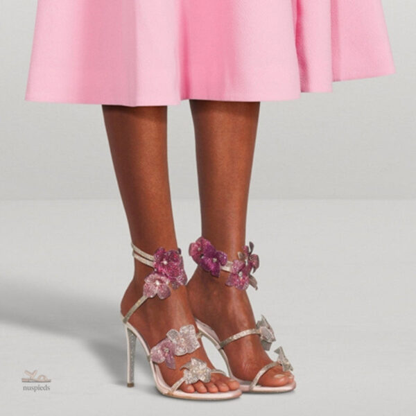 Chaussures à talons avec décoration en cristal scintillant