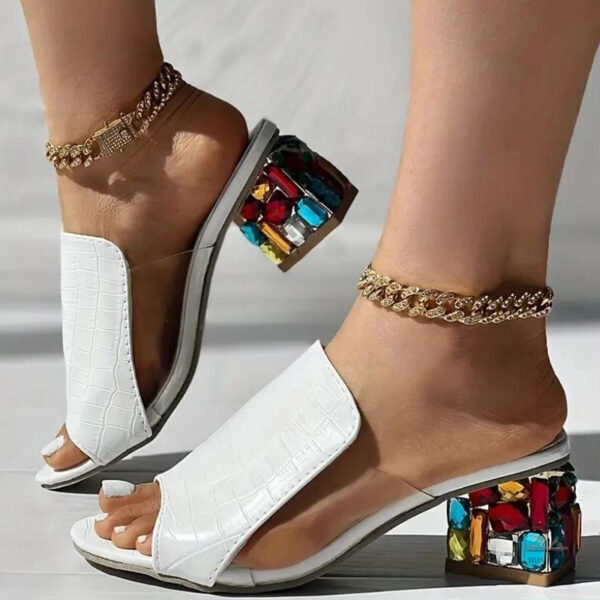 Sandales élégantes avec cristaux multicolores pour femme