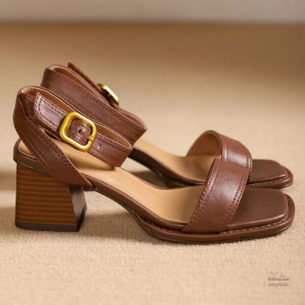 Talons Confortables, Sandales en Cuir pour Femme