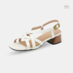 Sandales en cuir véritable à talons épais pour femme