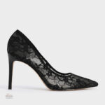 Sandales à Talons Fins en Dentelle Fleurie