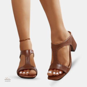 Sandales à talons hauts ouverts en cuir pour femme